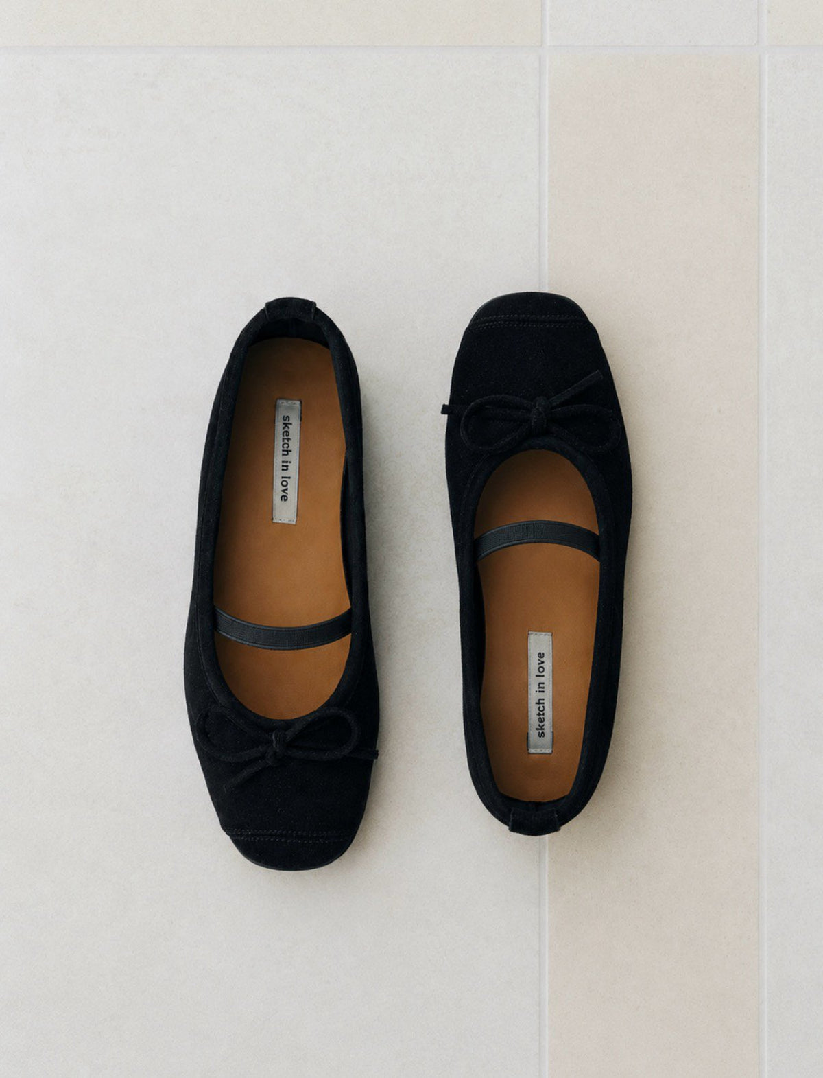 suede comfort ribbon flats-2col