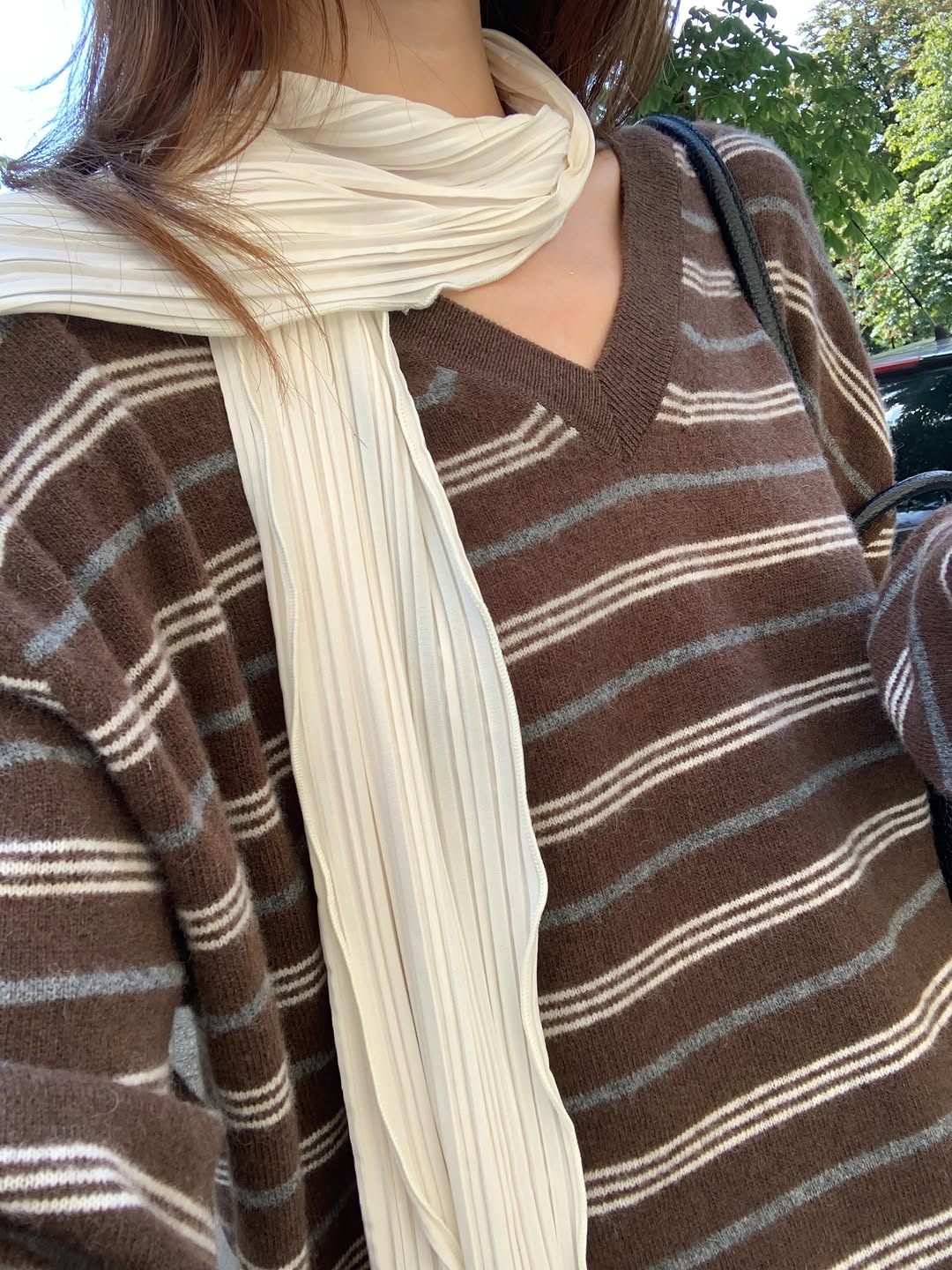 More cashmere stripe knit-2col