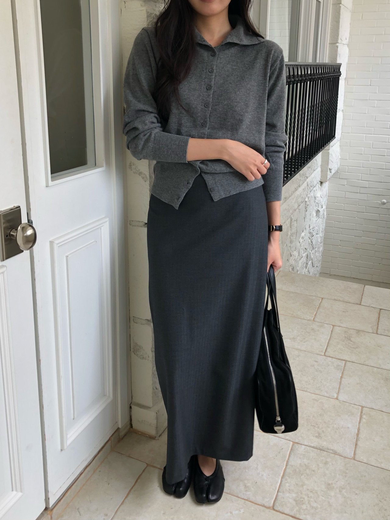 High-neck cash cardigan-3col