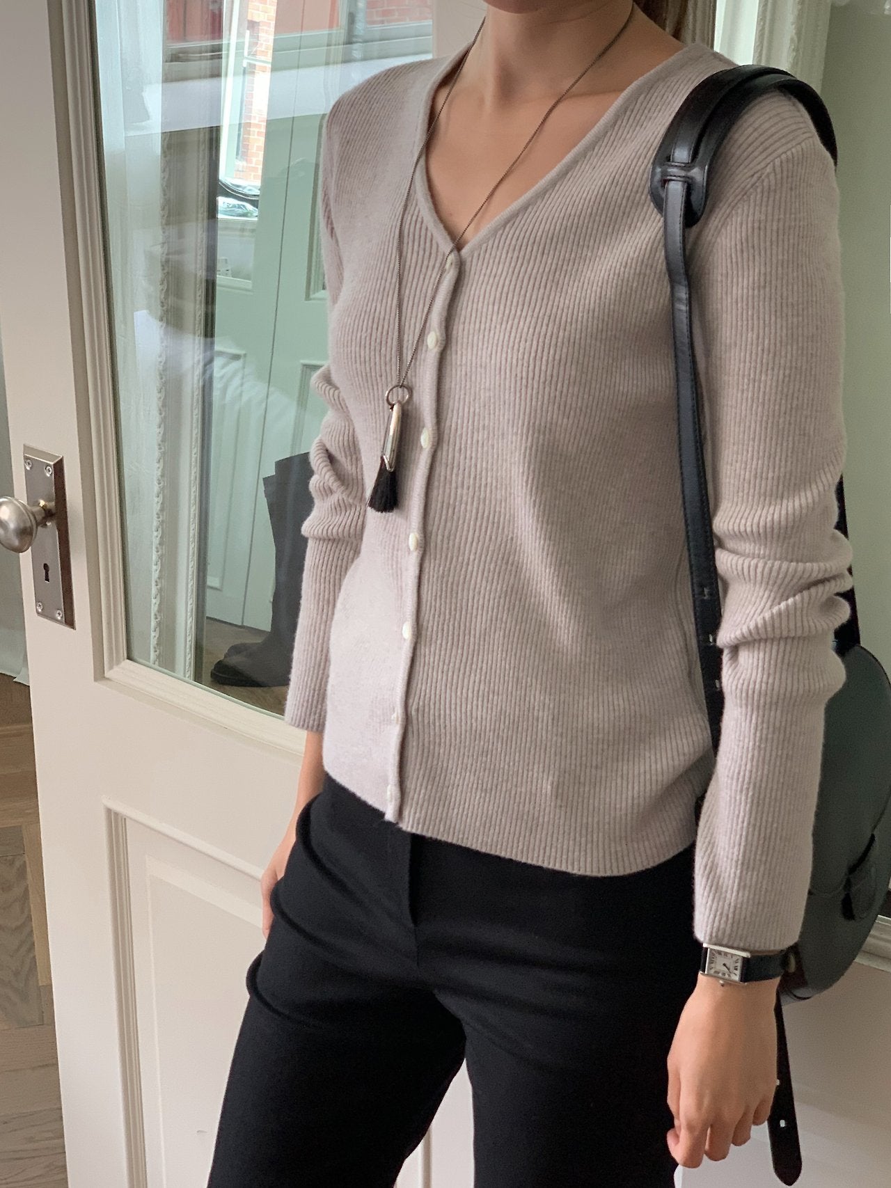 Bella rib V-neck cardigan-3col