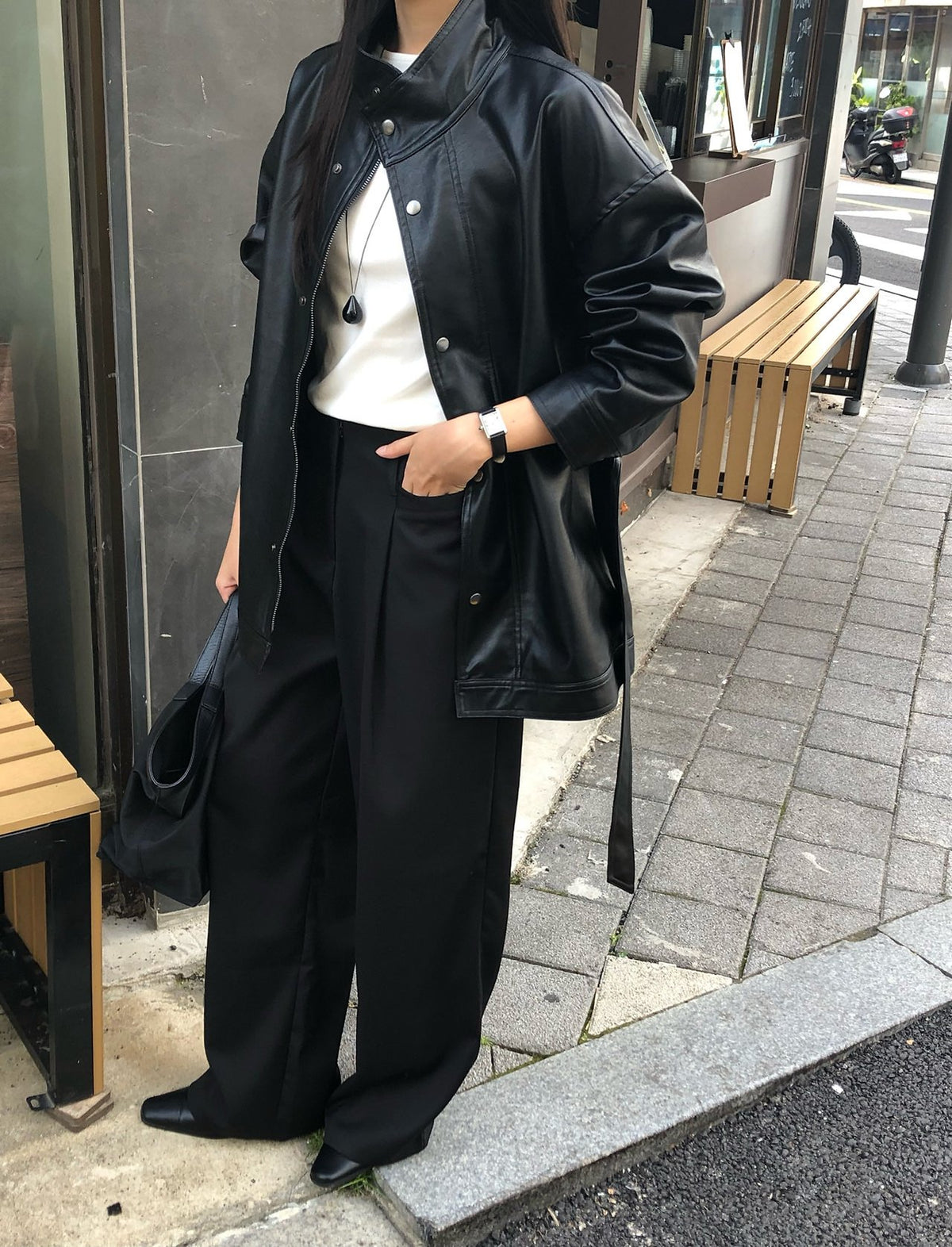 paris half leather jacket