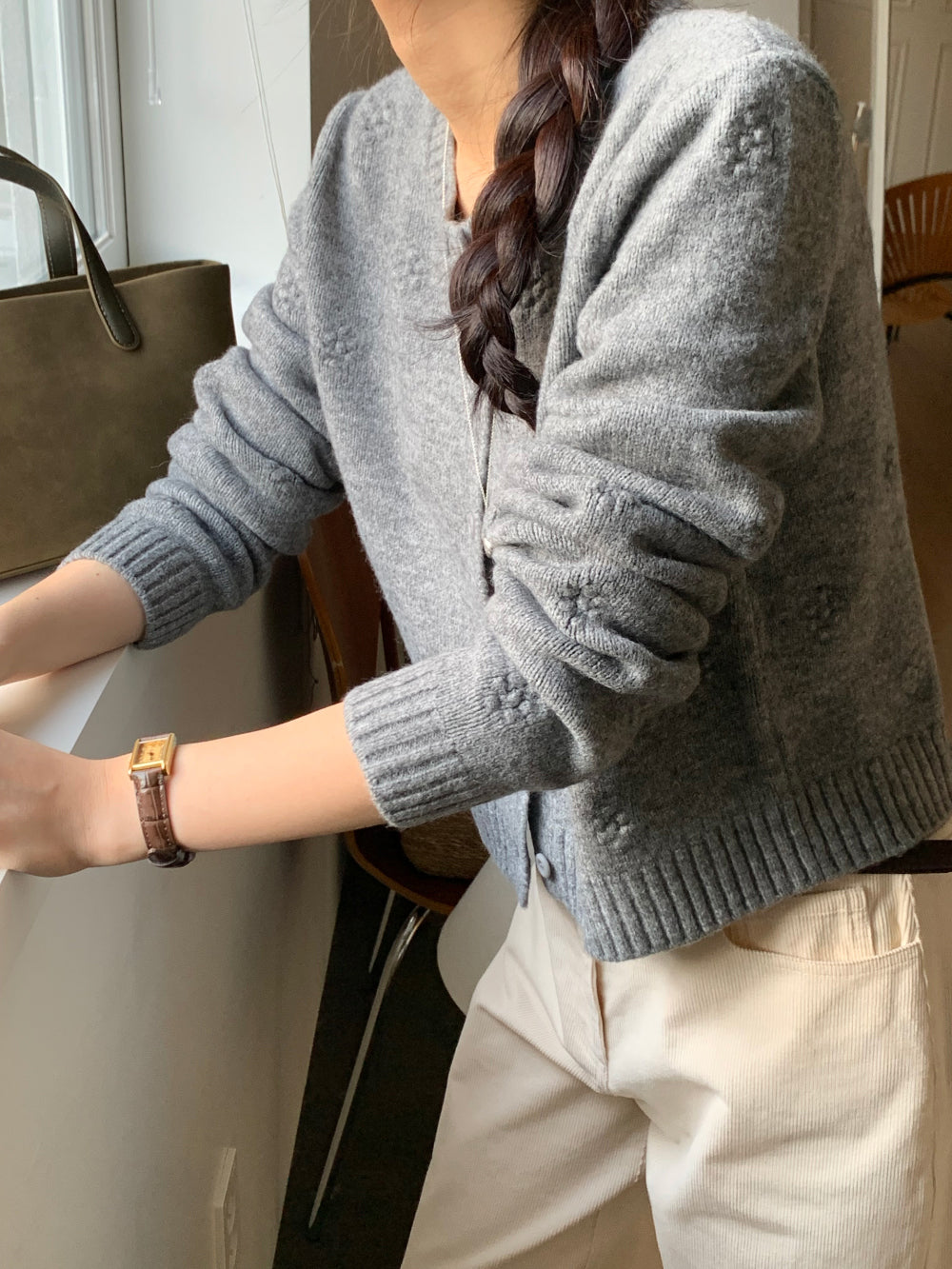 Bubble flower cardigan-2col