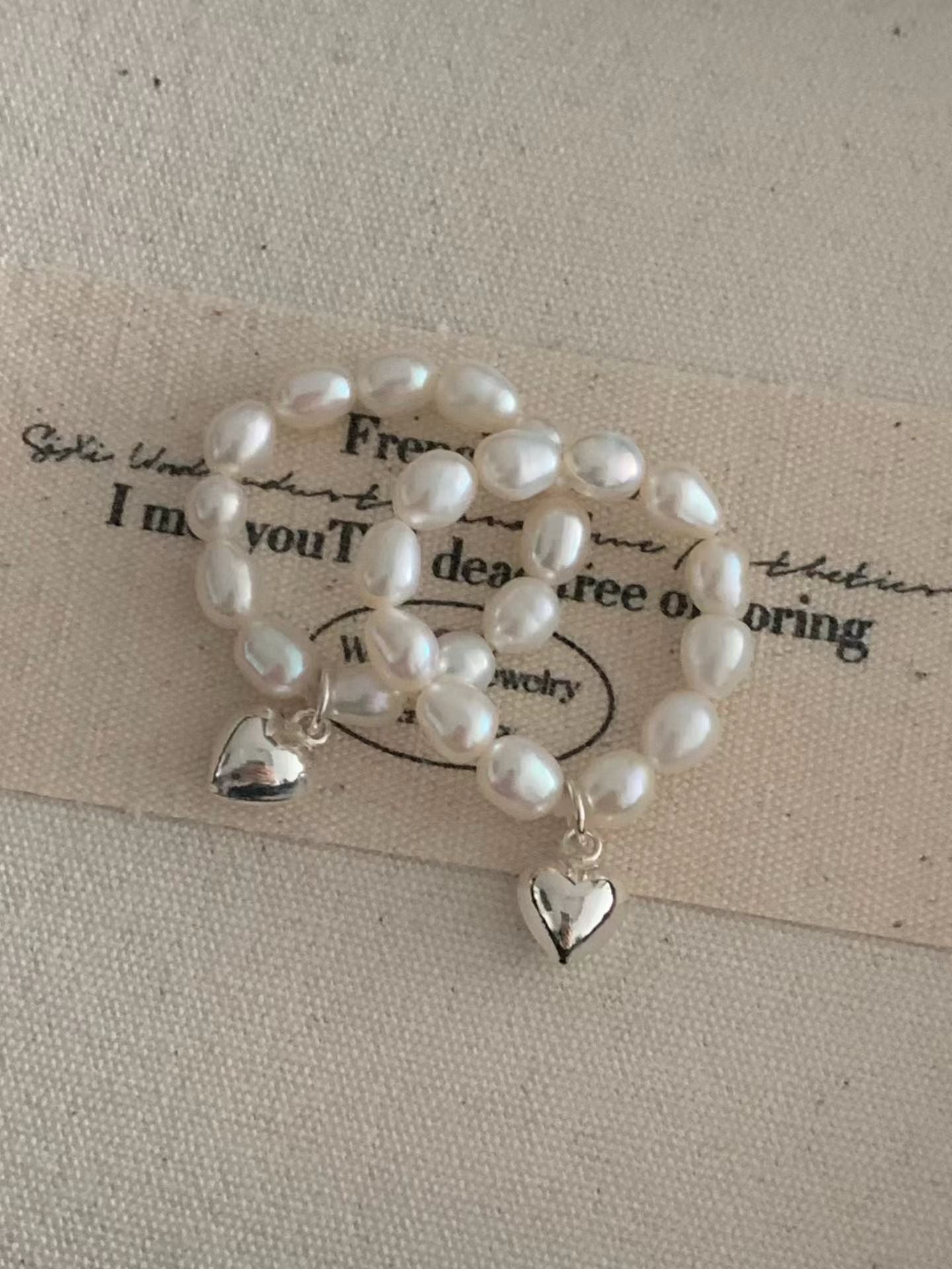 Heart pearl ring
