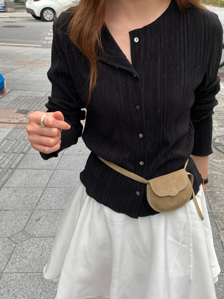 Amel pleats round cardigan-2col