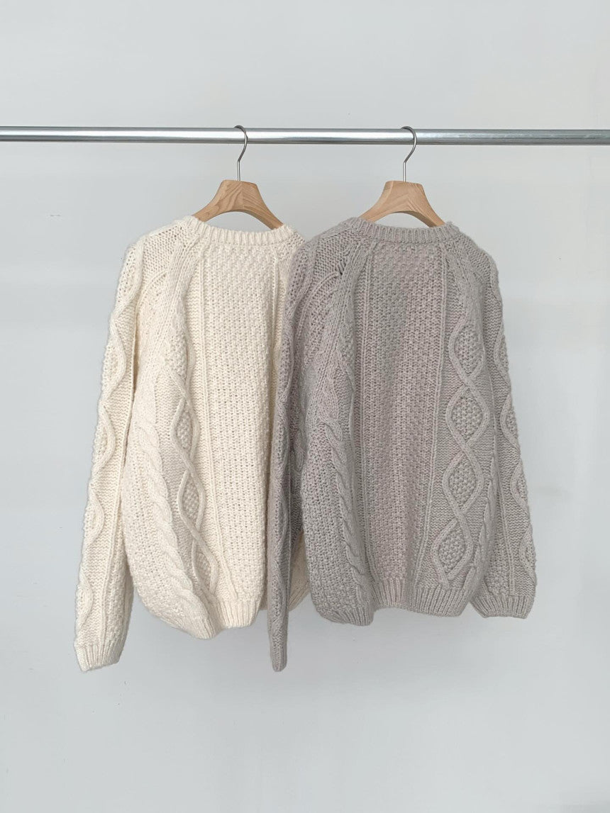 liter house wool cable cardigan-2col