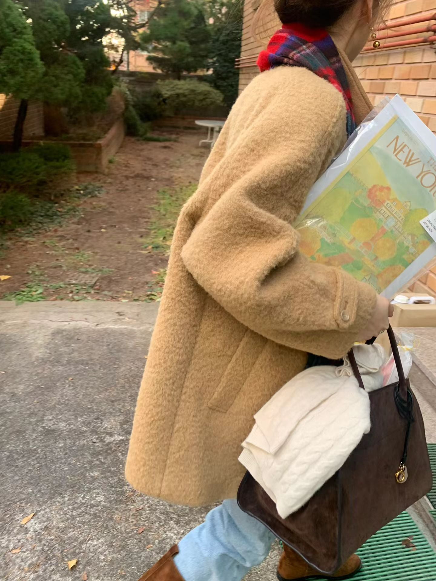 Ounce check wool muffler-3col