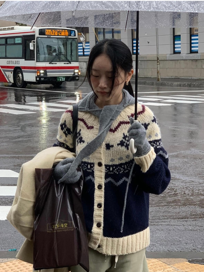 jacquard alpaca cardigan-2col