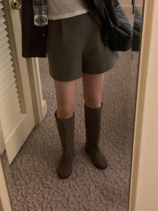 liter foe wool button shorts-2col