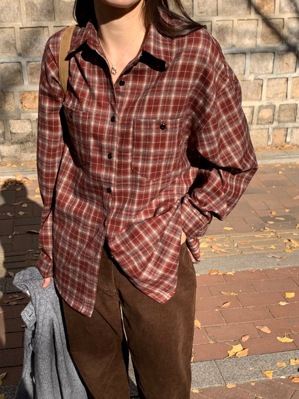 tan check gimo shirt-3col