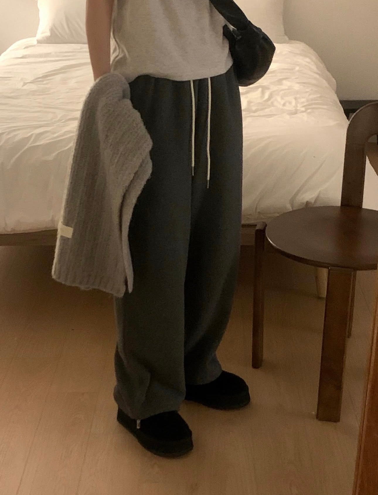 liter snow 2way fleece straight pants-2col