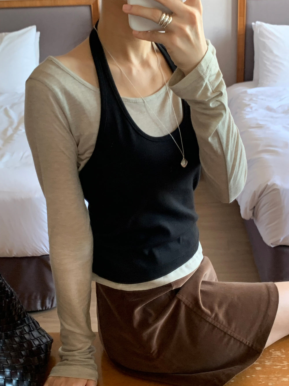 Halter layered set T-4col