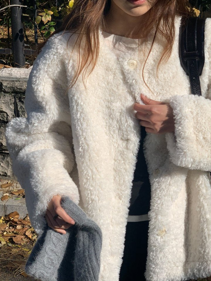 Lozan round neck fur jacket