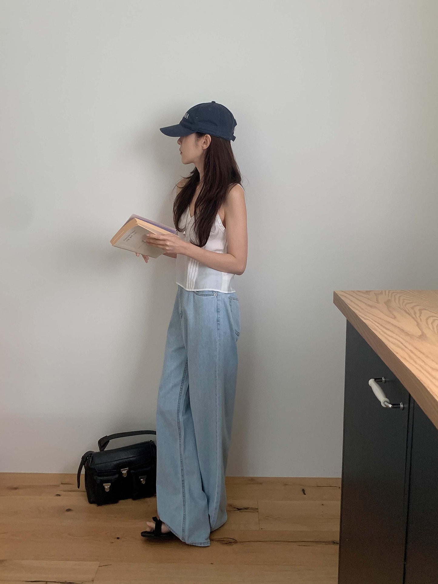 light blue wide denim