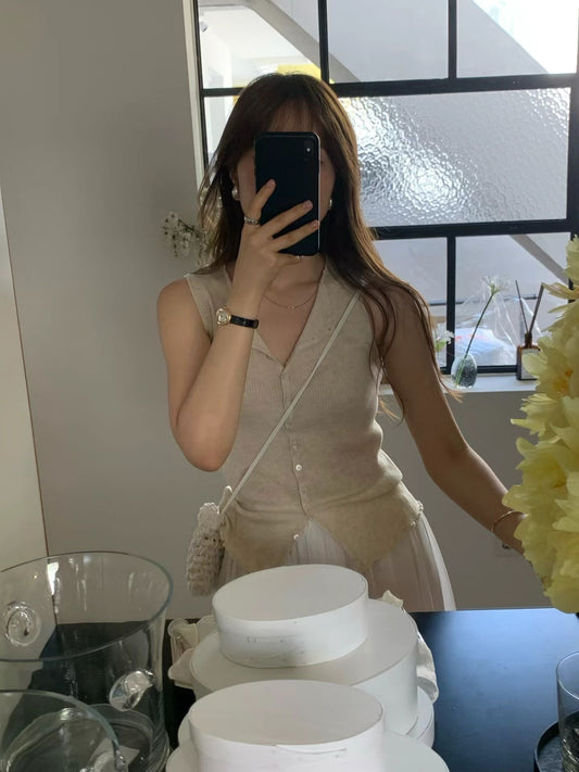 Ounce silk mori knit sleeveless-2col