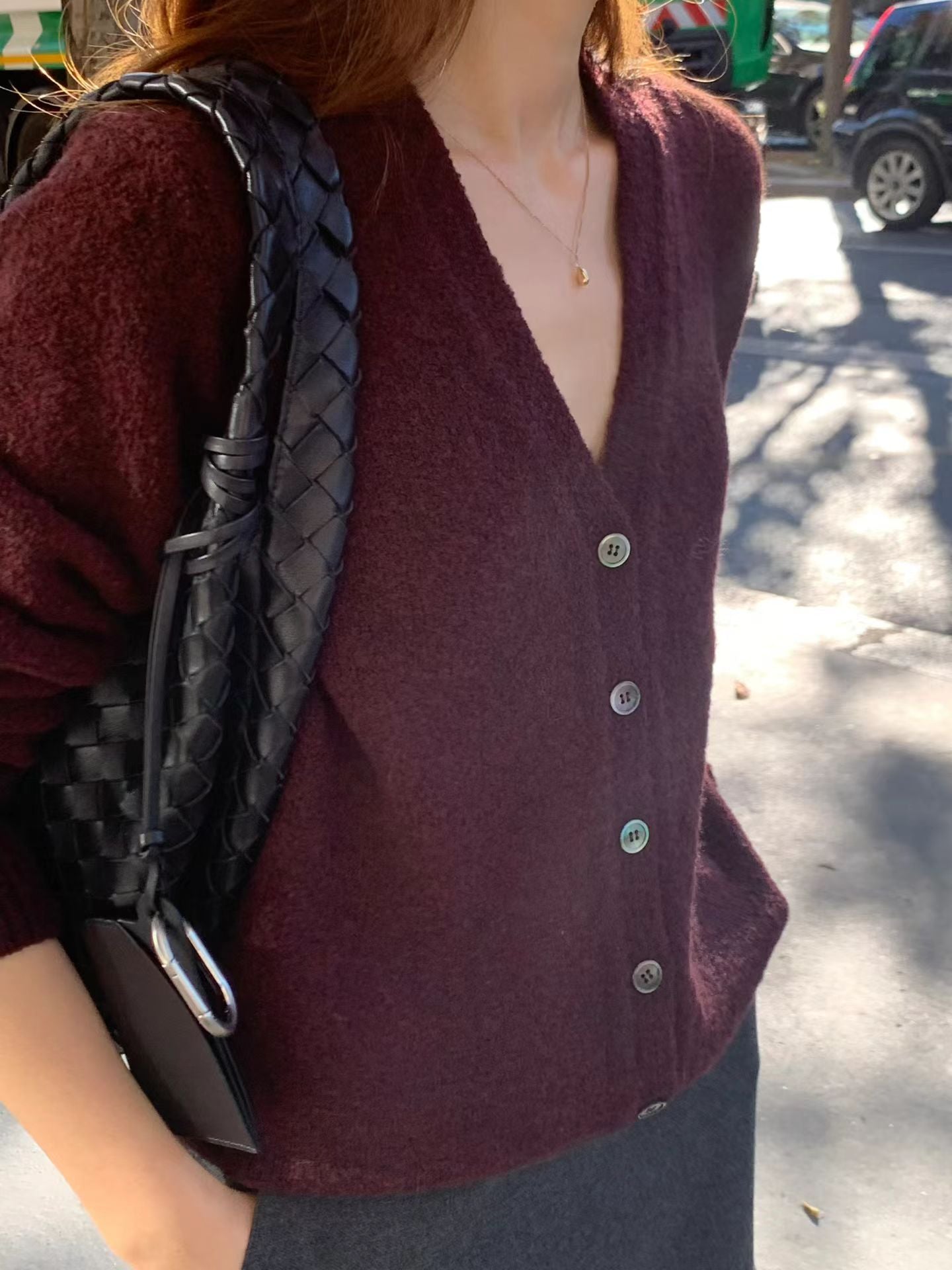 Ounce bokashi wool boucle cardigan-2col