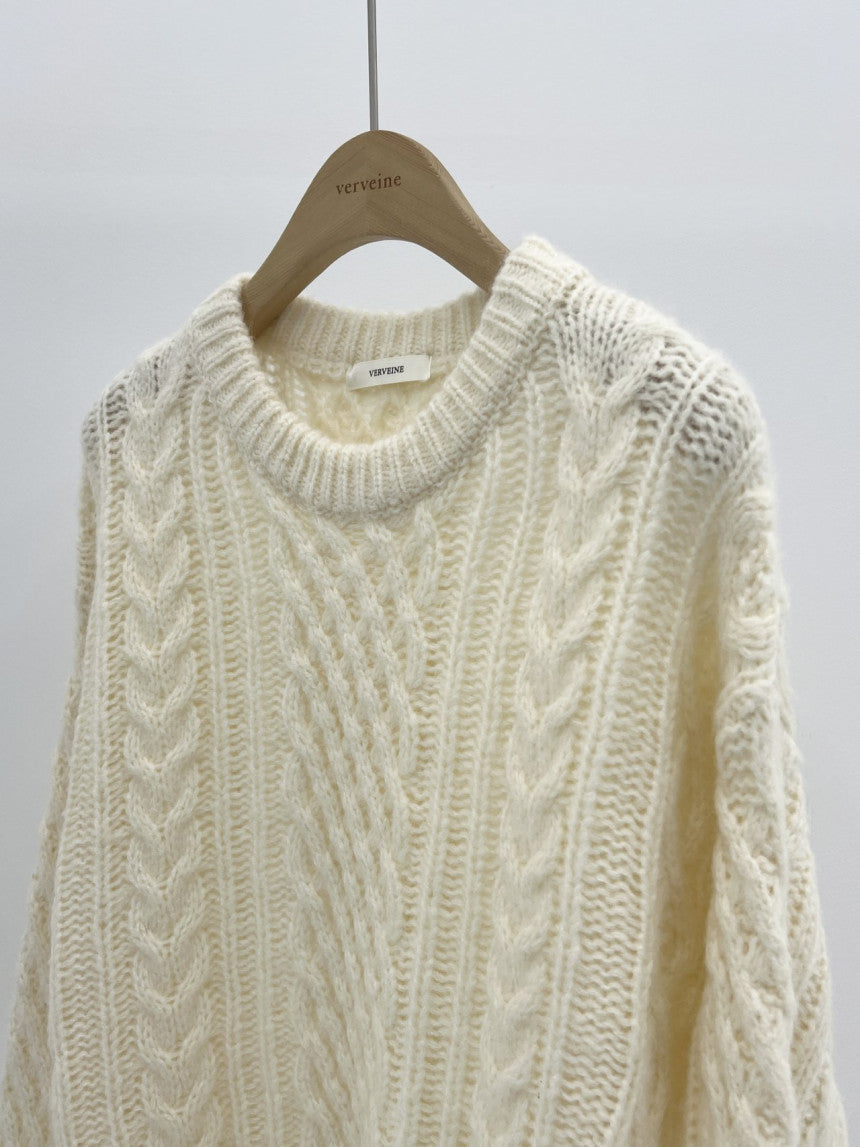 French alpaca cable round knit-3col