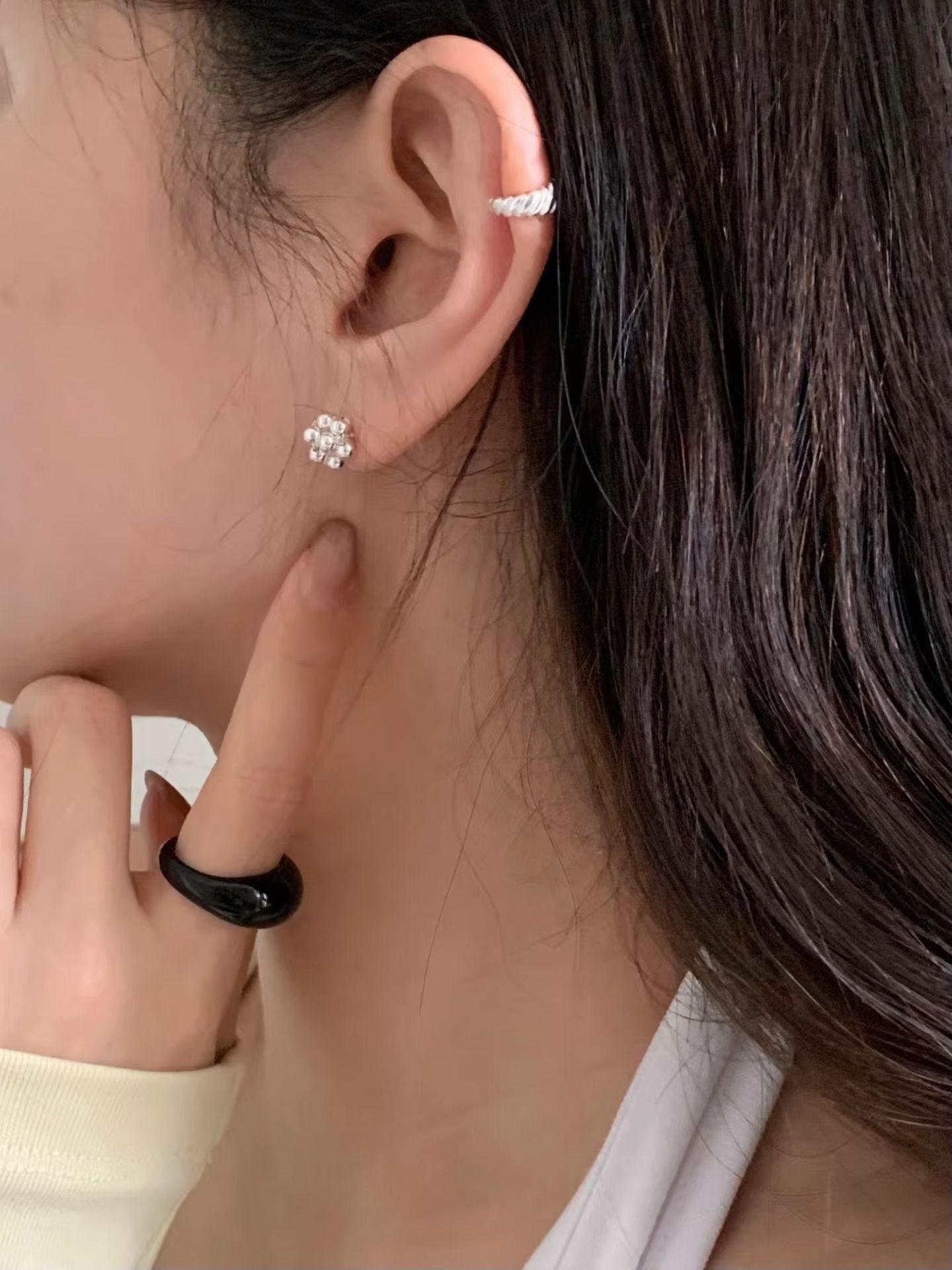 Grape Silver Ball Earring