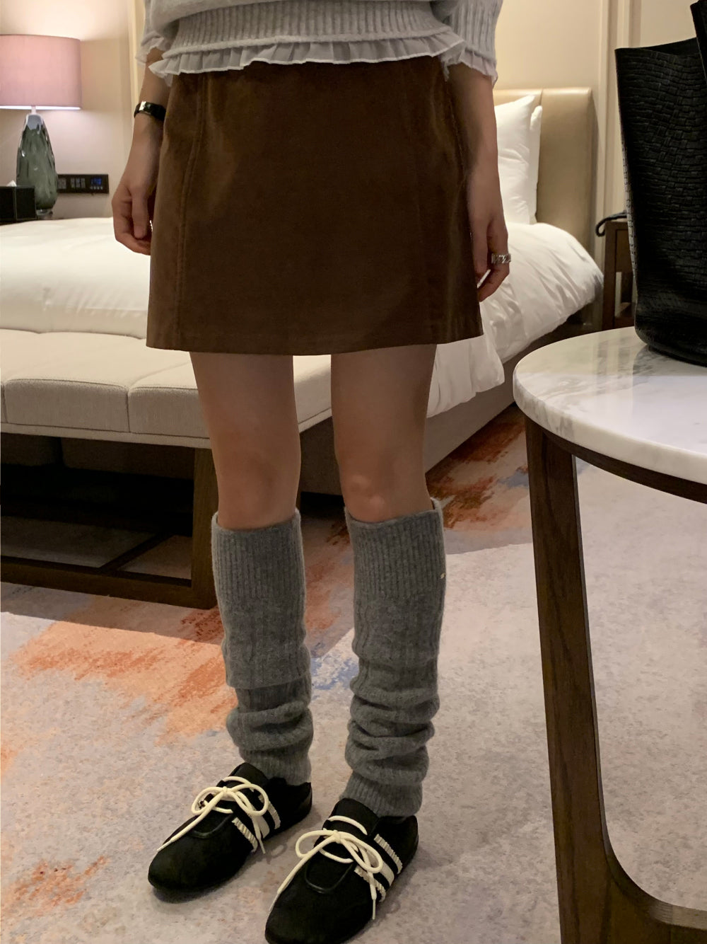 gimo suede lining skirt-2col