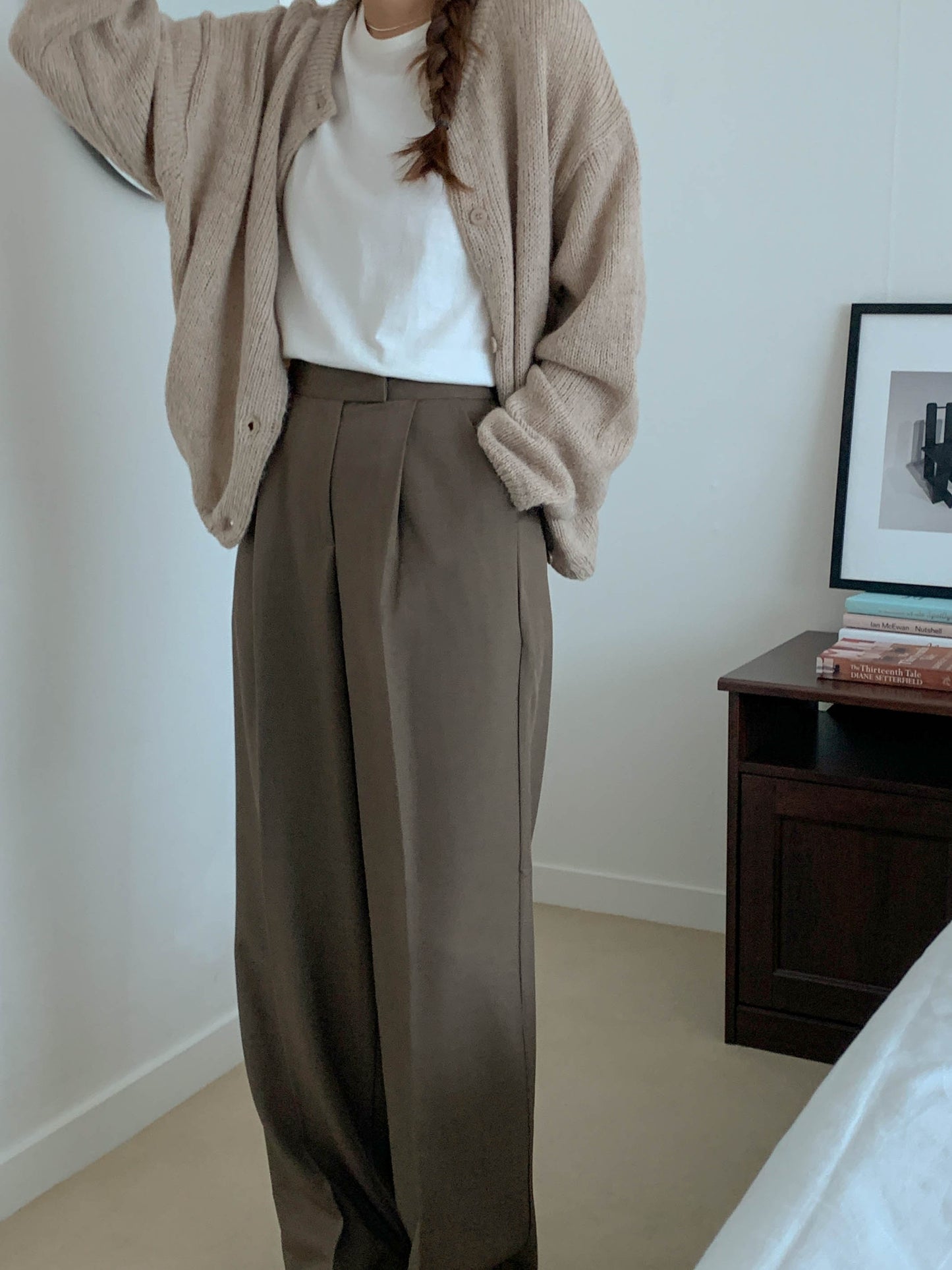 Fw one pintuck semi-wide slacks-3col ショート丈あり