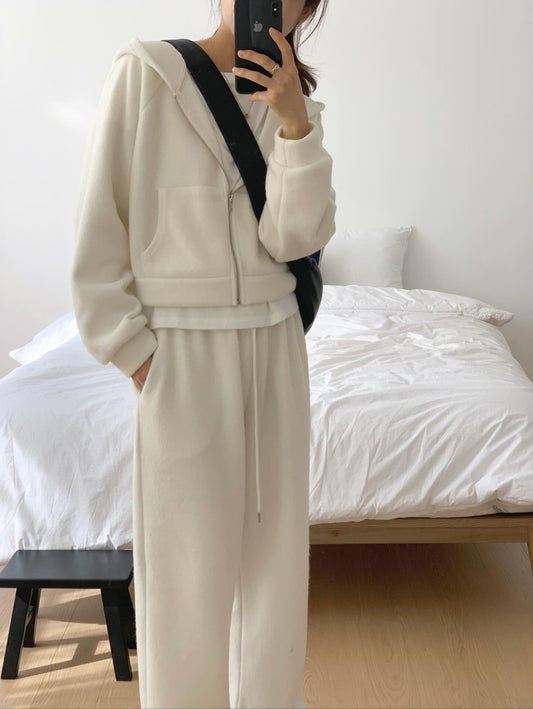 liter pony wool hood zip up-2col