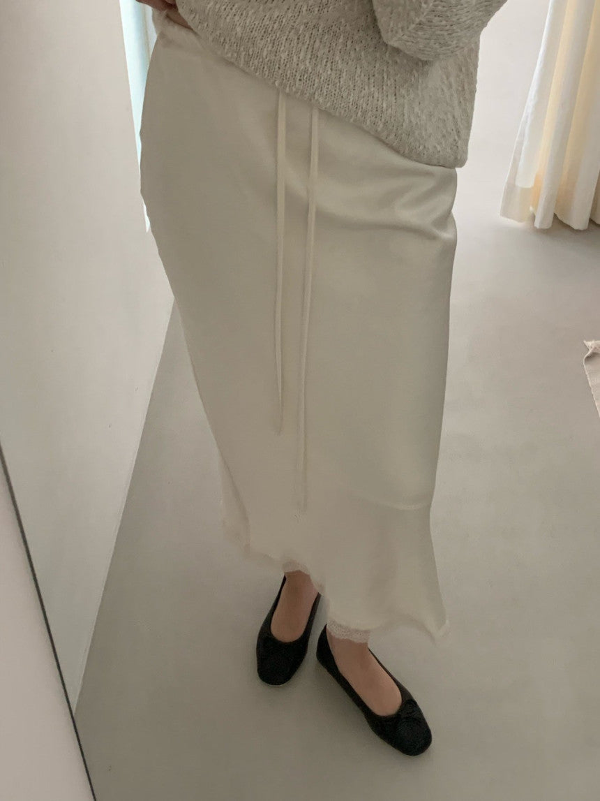 Mori lace satin skirt-2col