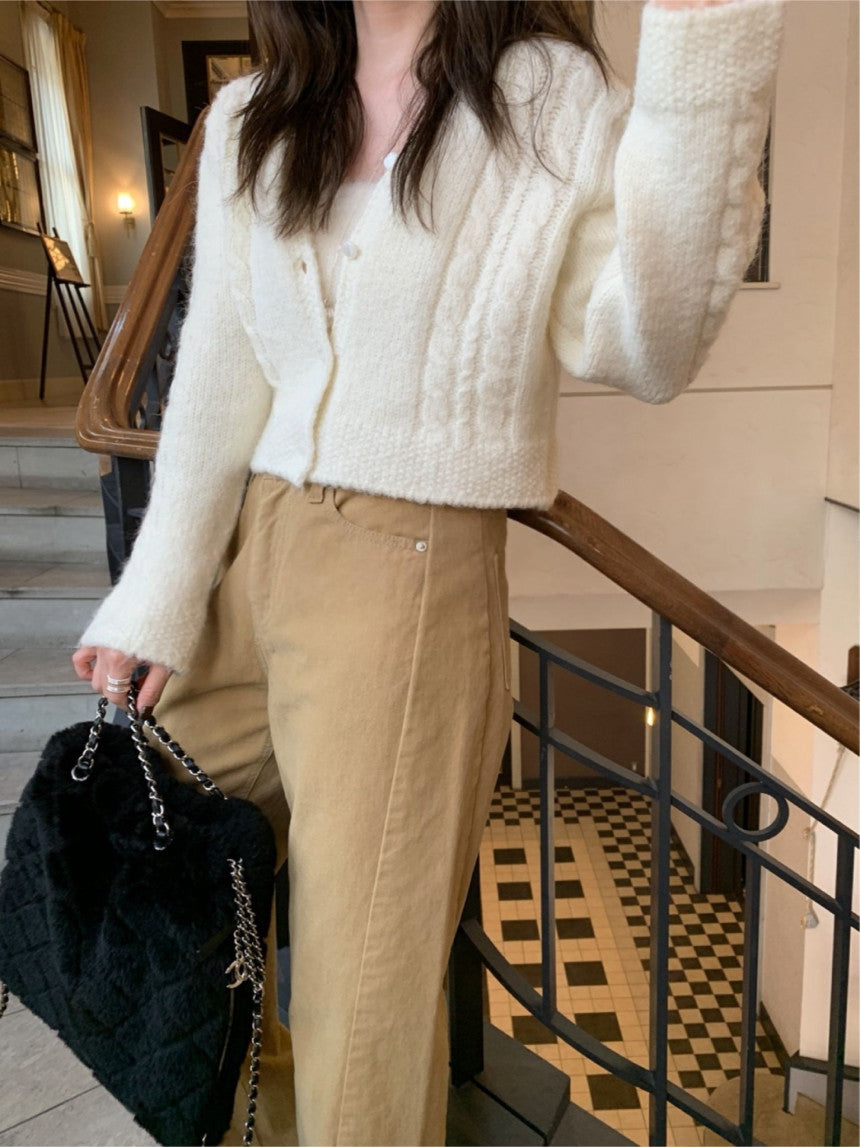 Powder cable cardigan-3col