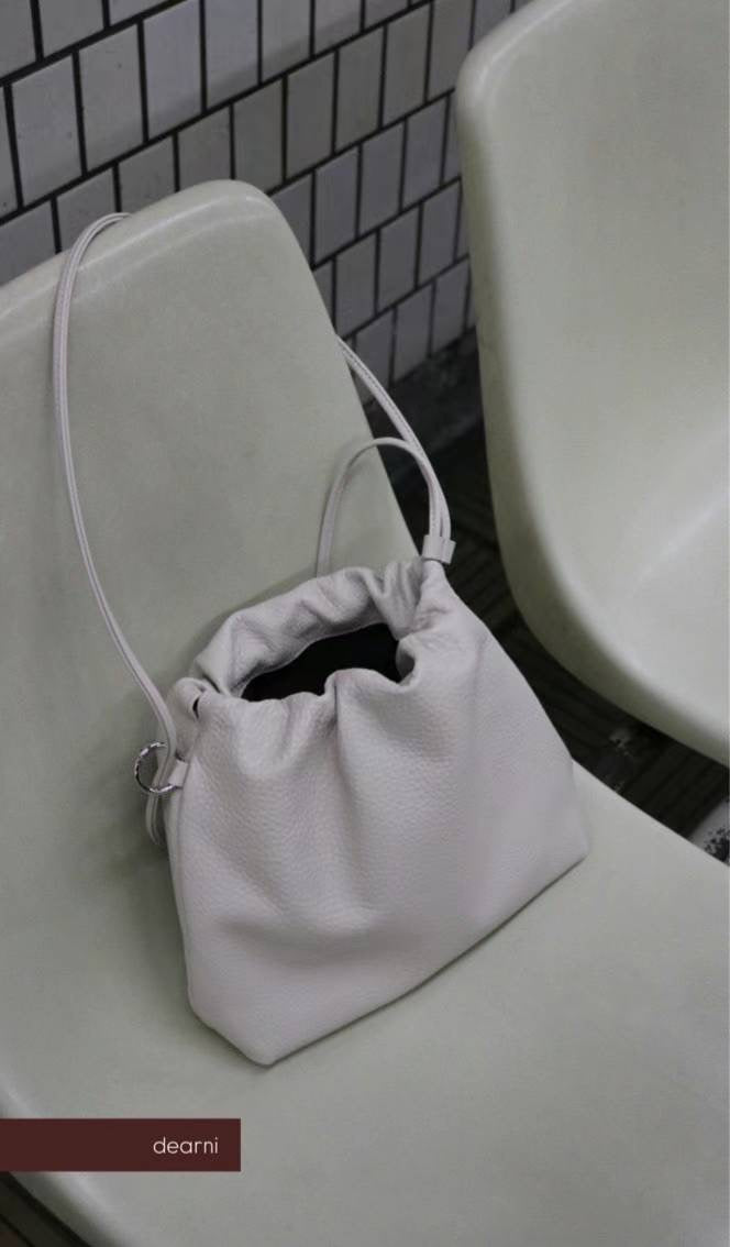 O ring Leather Bucket Bag-2col