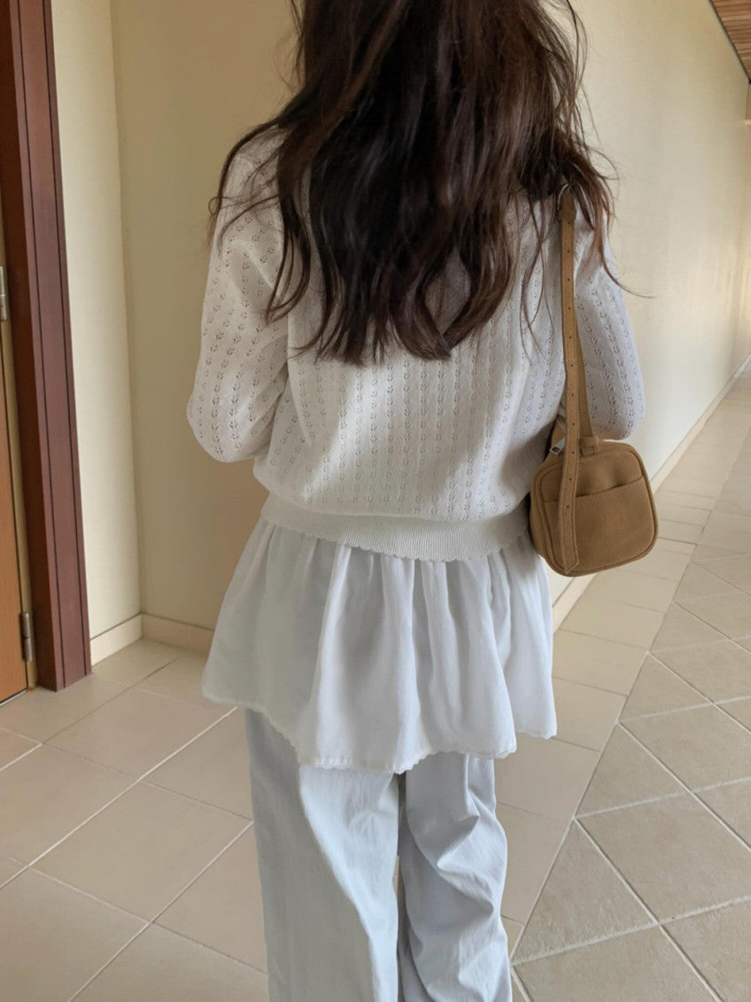 navy即納 French wave cardigan-3col