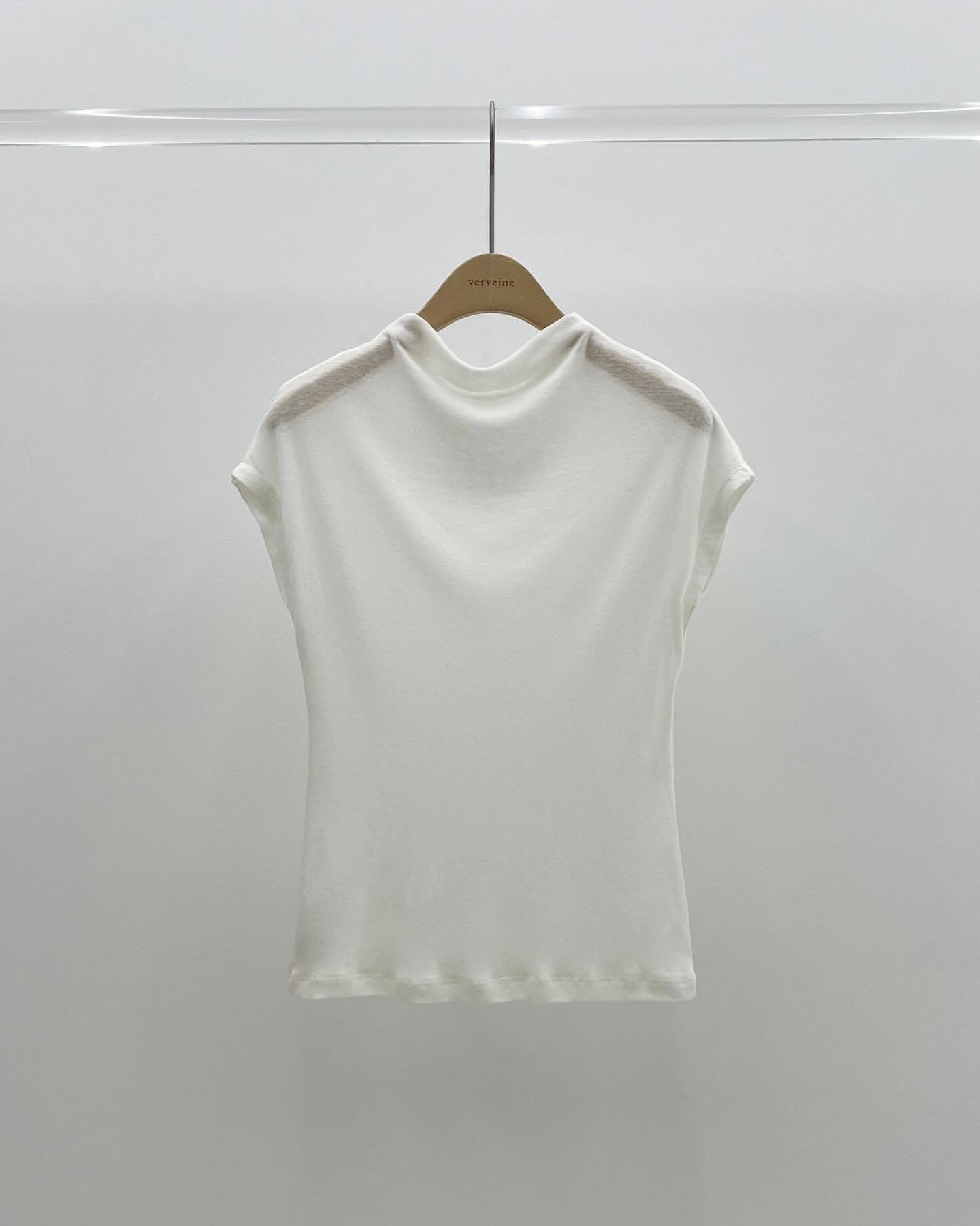 Mock-neck wool tencel drop shoulder T-4col