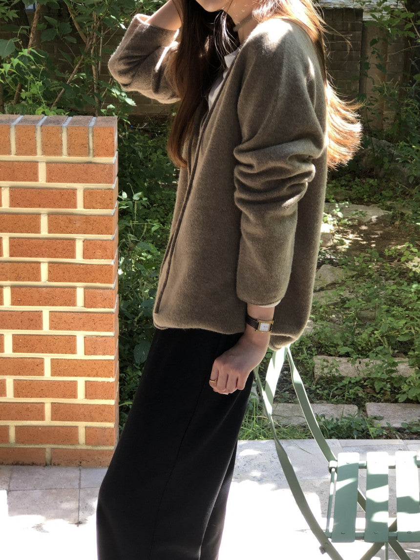 Row wholegament deep v neck knit-3col