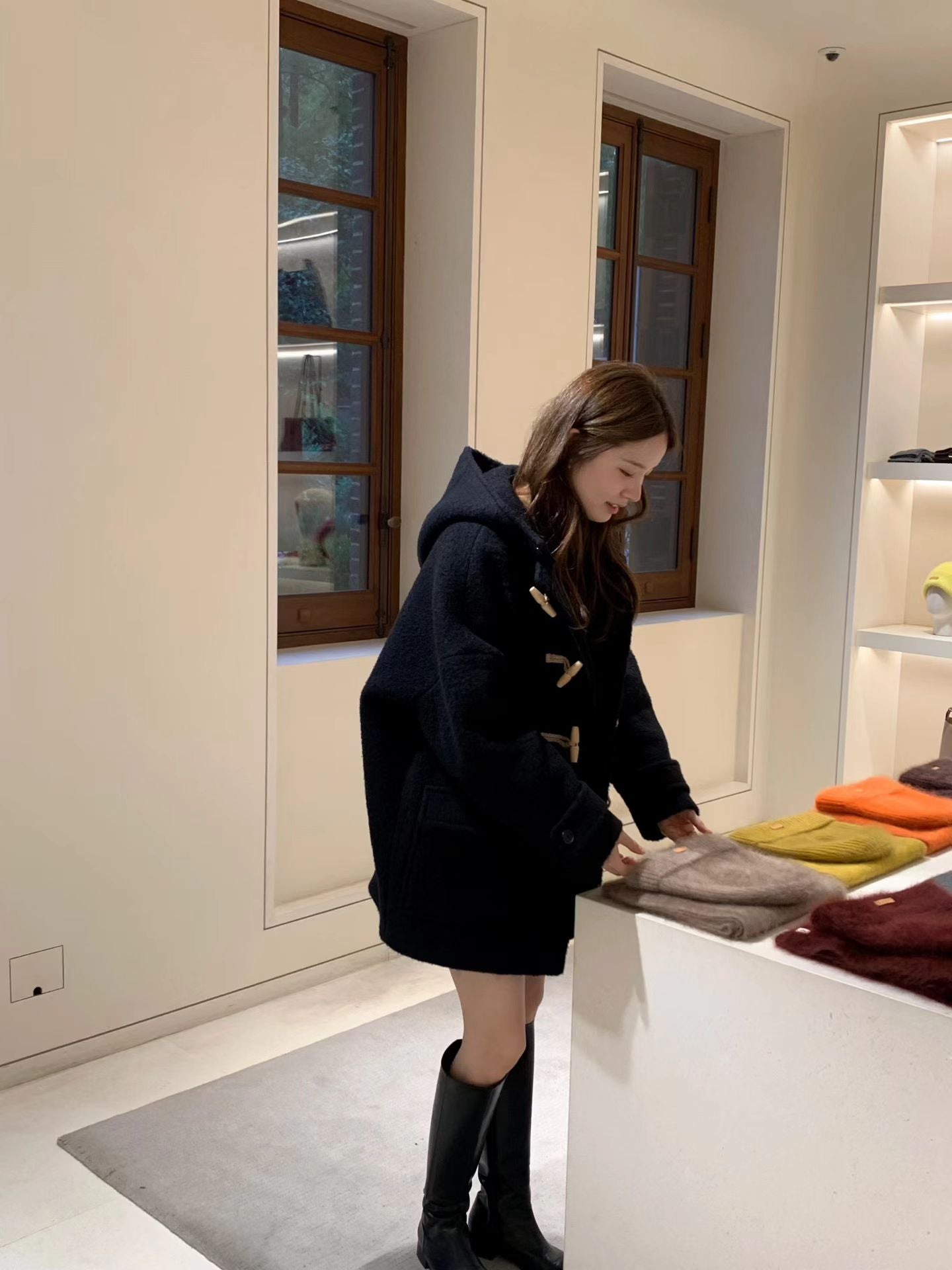 Ounce baby alpaca hood duffel coat-2col