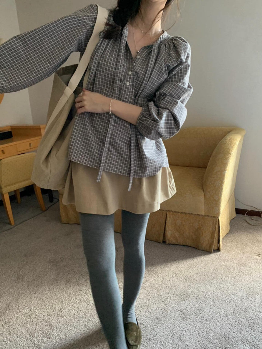 Venice check blouse-2col