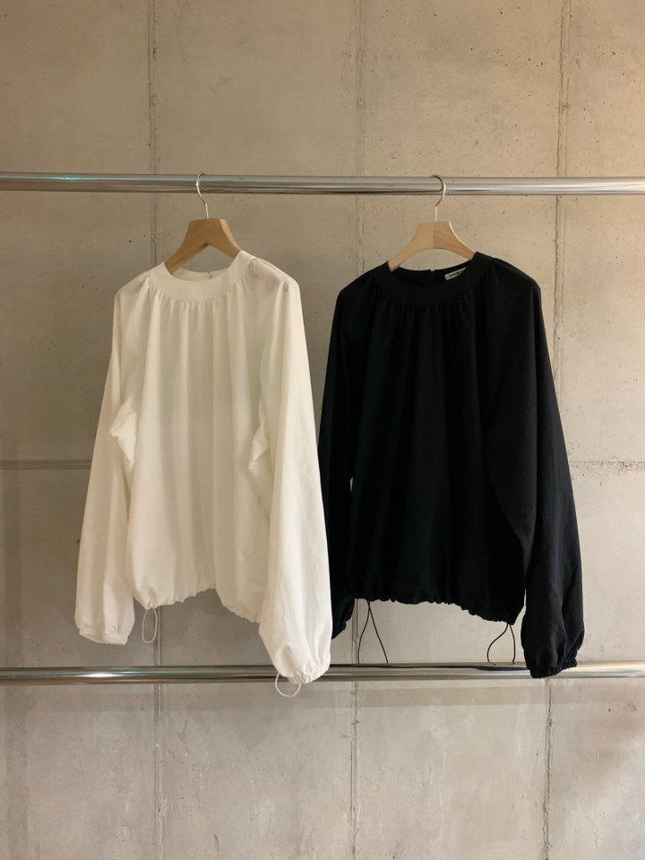 black即納 Haus nylon shirring blouse-2col