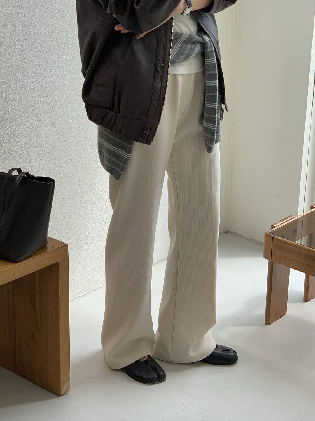 Velour corduroy banding pants-4col