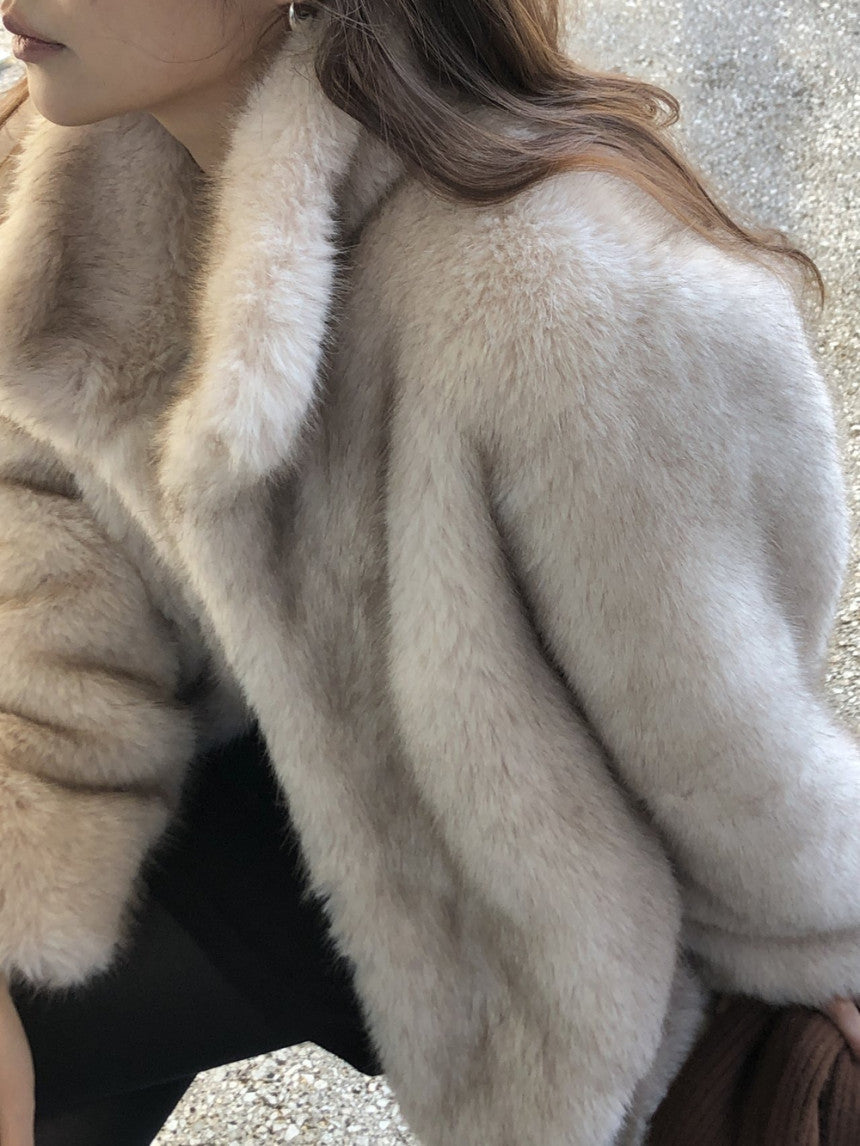 Birkin high neck linkning soft fur jacket