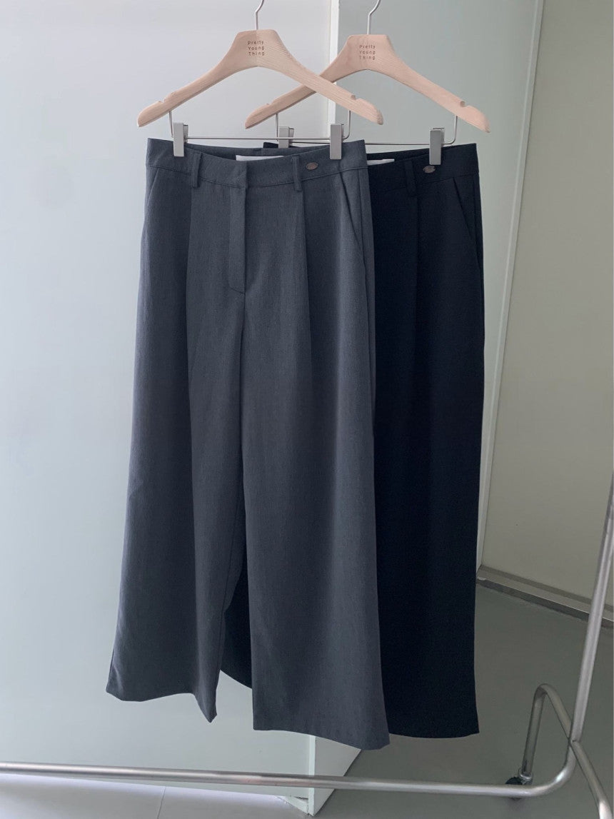 Tei wool semi wide slacks-2col/ショート丈あり