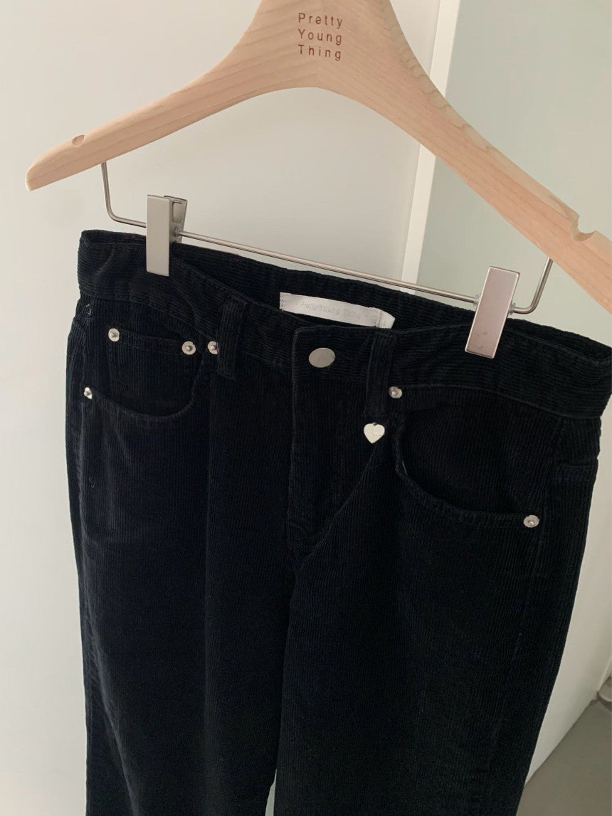black corduroy pants/ショート丈あり