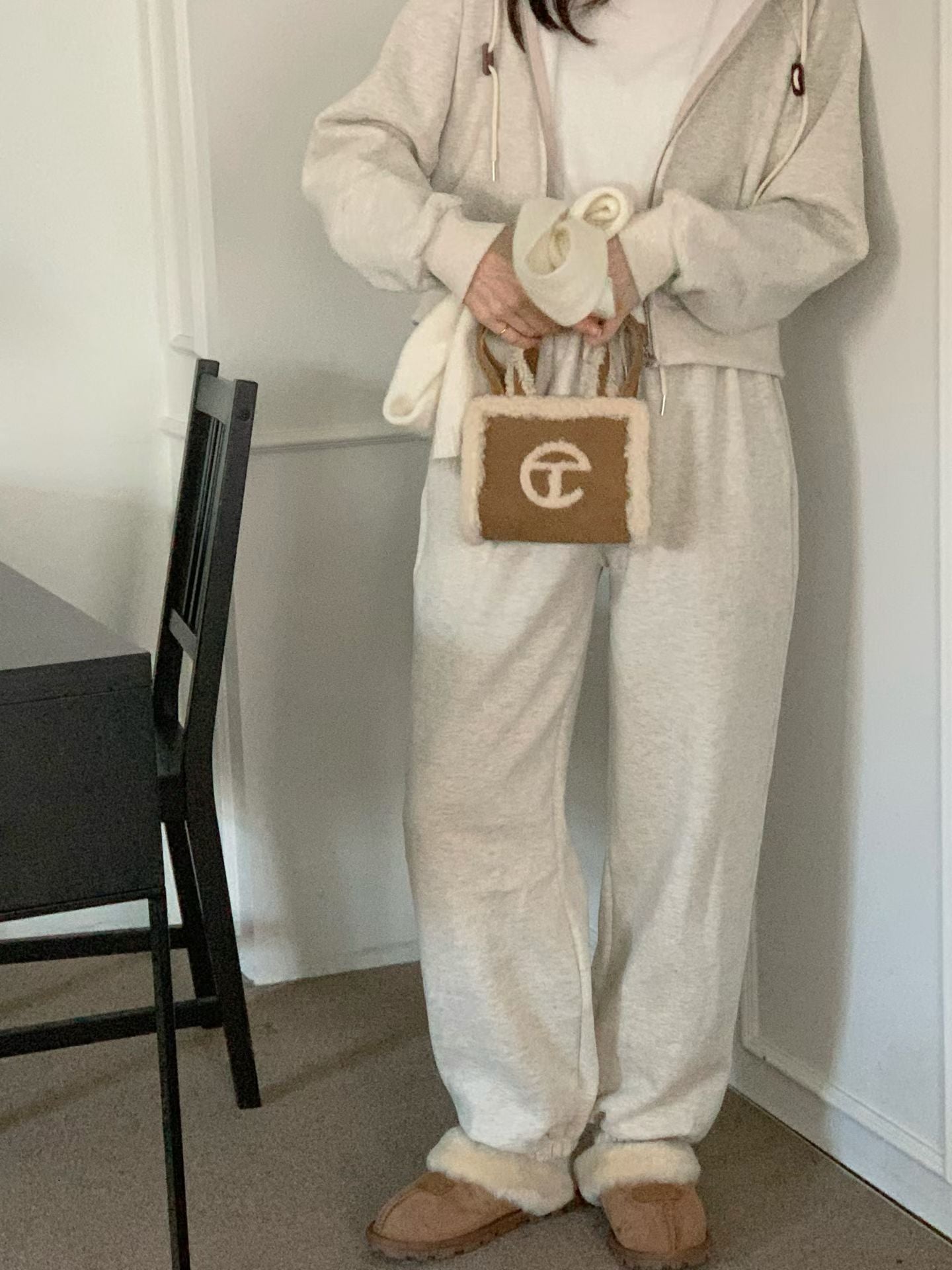 slow gimo joggerpants&hood zip up-4col