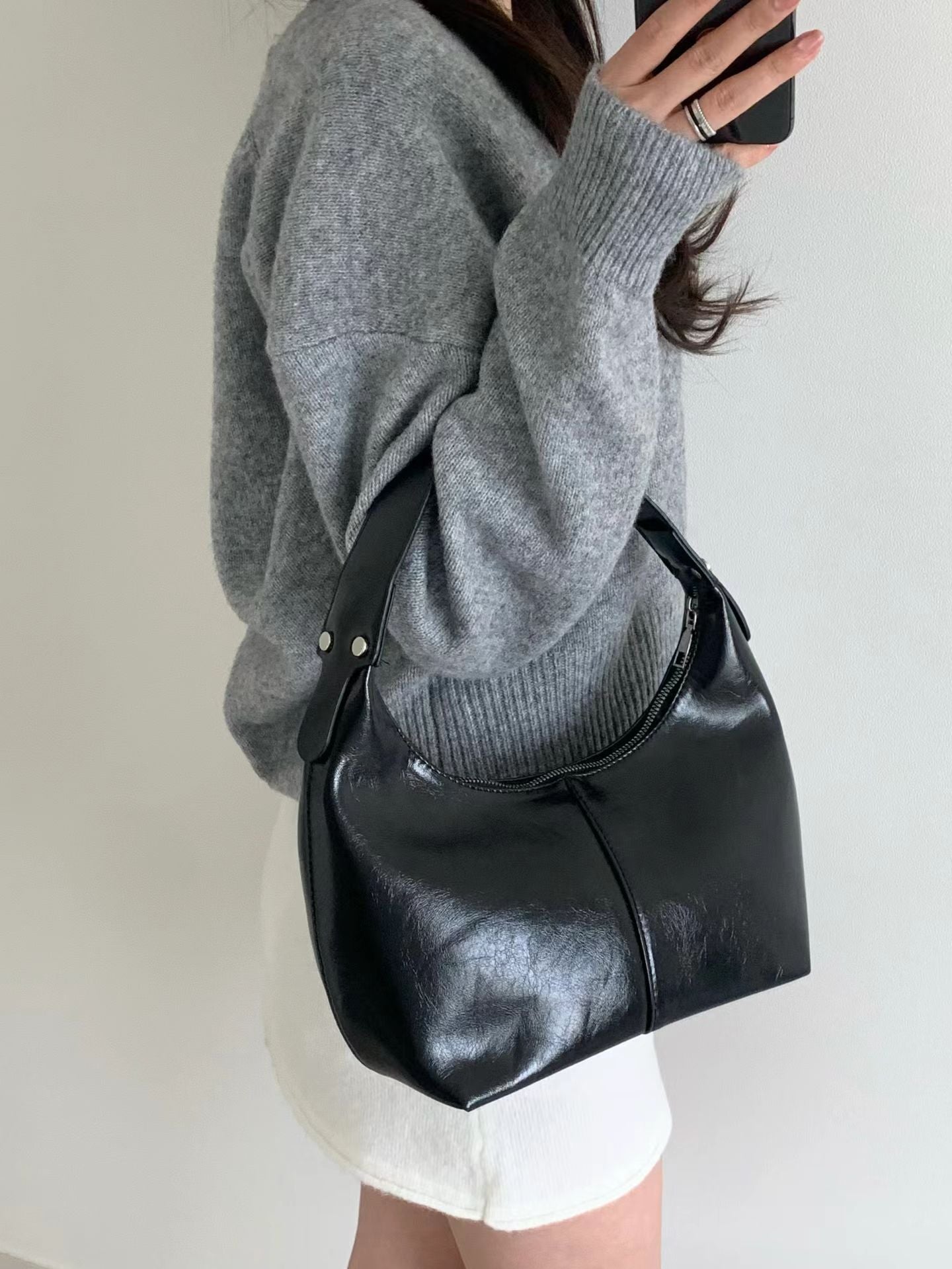 Glossy Mini Hobo Bag