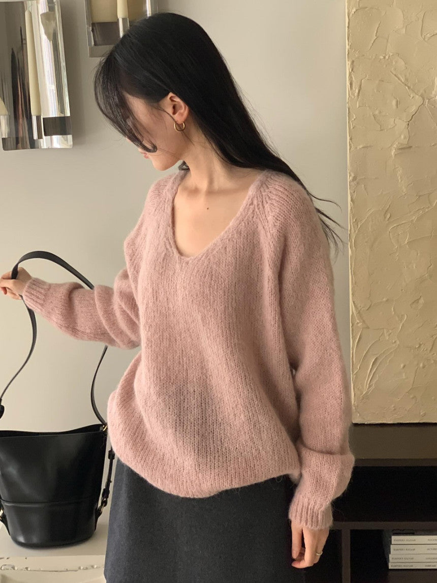 Pony wool 2way v-knit cardigan-3col