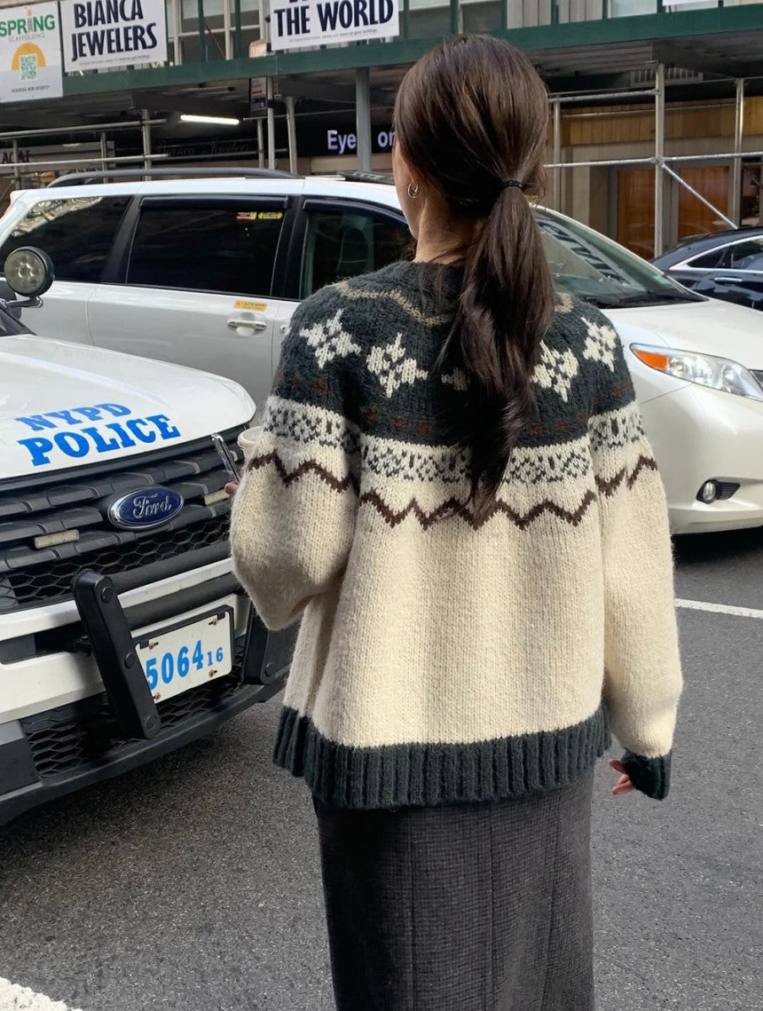 jacquard alpaca cardigan-2col