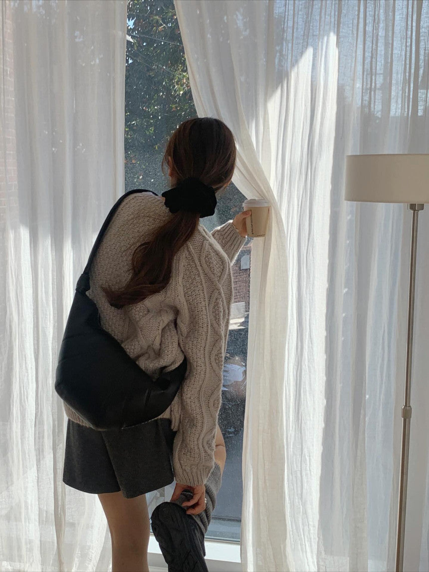 liter house wool cable cardigan-2col