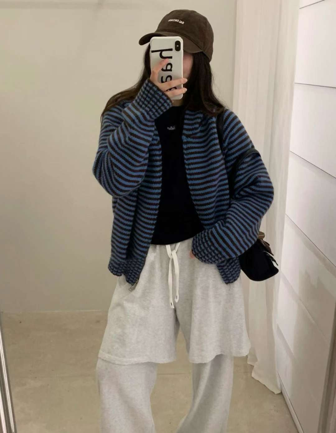 Stripe hood zip up-3col