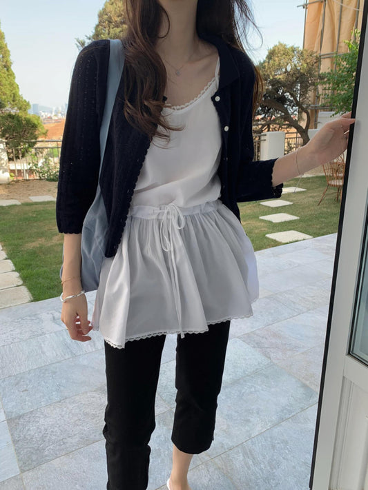 navy即納 French wave cardigan-3col