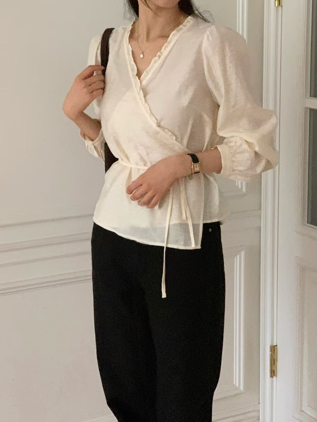 Rina wrap blouse-3col