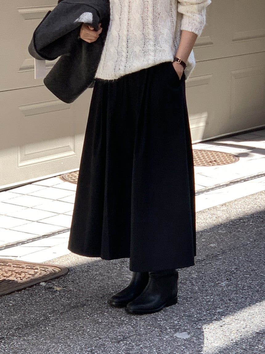 Rouelle suede flare skirt-2col