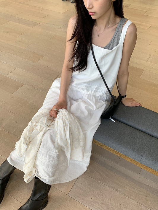 Flow pintuck lace long onepiece
