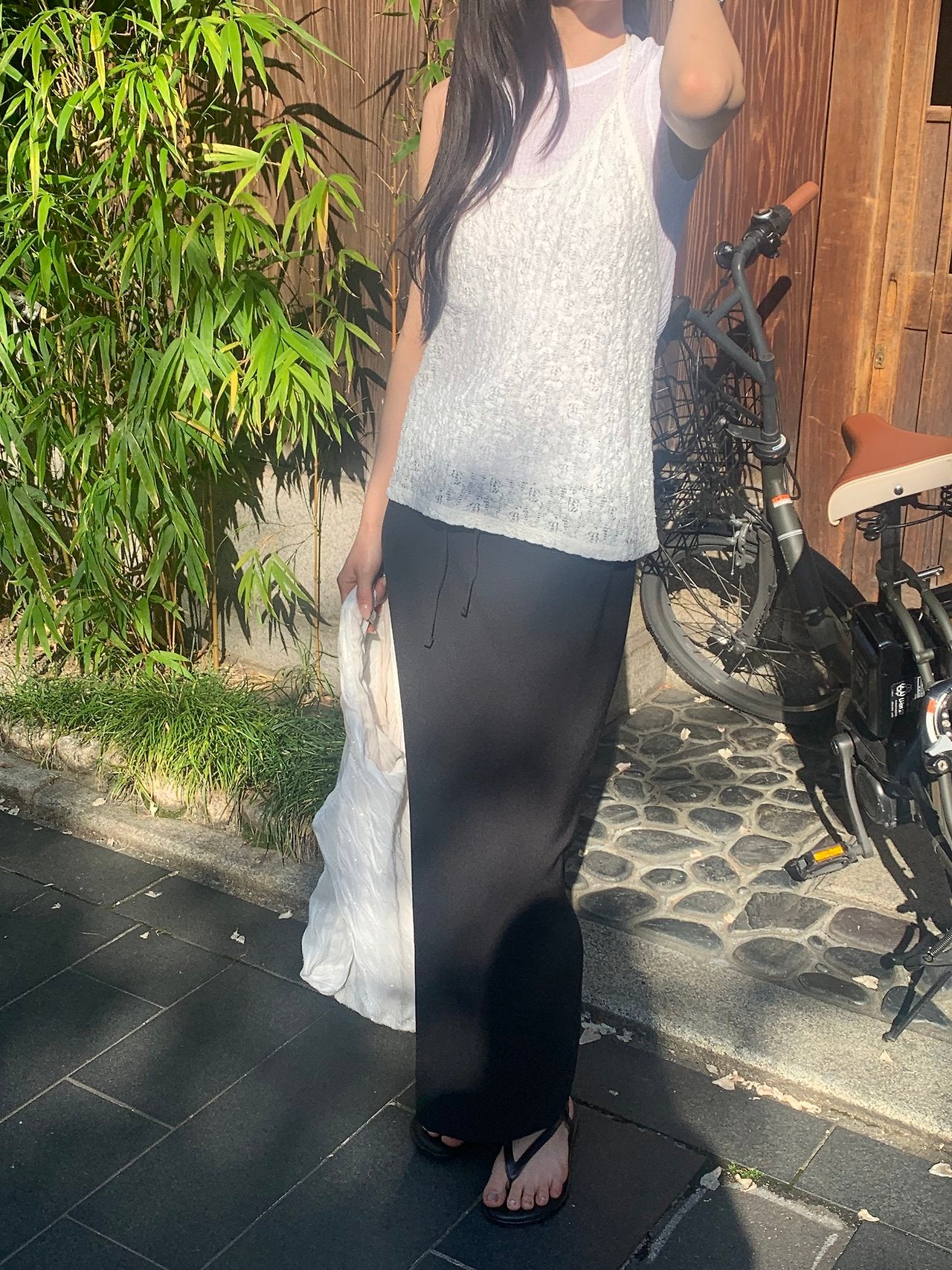 Usual silky skirt-2col