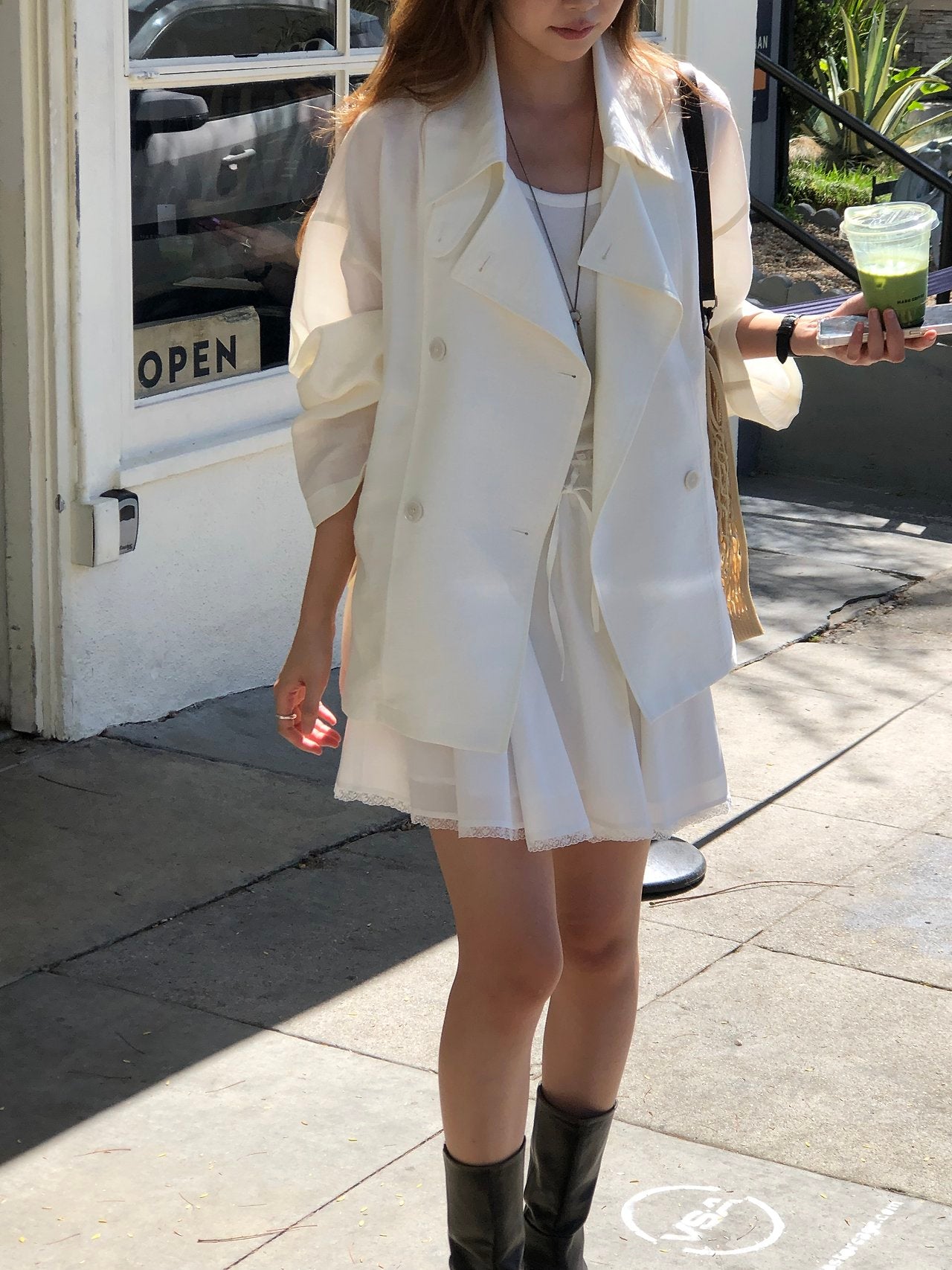 Michel soft short trench jacket-2col