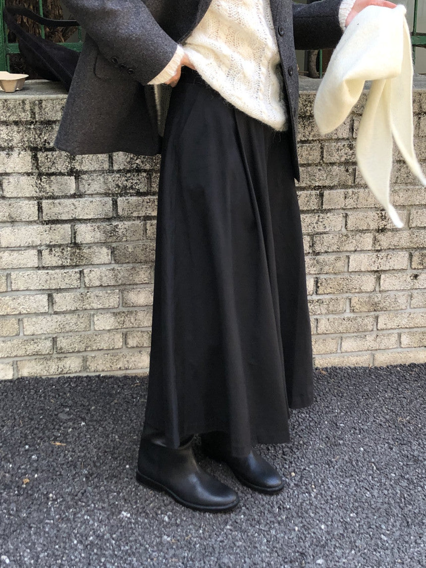 Rouelle suede flare skirt-2col